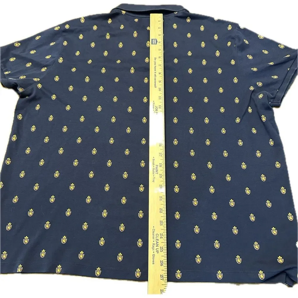 Polo Ralph Lauren Men's XXL Classic Slim Fit Short Sleeve Navy‎ Lion Crests Polo